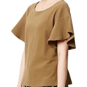 Anthropologie Postmark Olive Flutter Short Sleeve Ribbed Brown XSmall